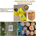 Custom Label Kuning PVC Roll Barcode Log Kayu, Papan kayu untuk Kehutanan, Pertambangan dan Perkebunan