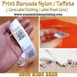 Cetak Barcode QR Bahan Satin Taffeta untuk baju/tas dll – Label Wash Care